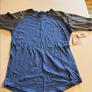 LuLaRoe Blue and Gray Women's Long Sleeve Tee